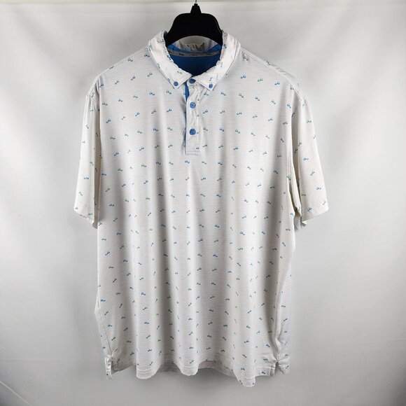 Walter Hagen Shirt Mens XXL White Blue II Carts S/S Golf Polo - Picture 1 of 7